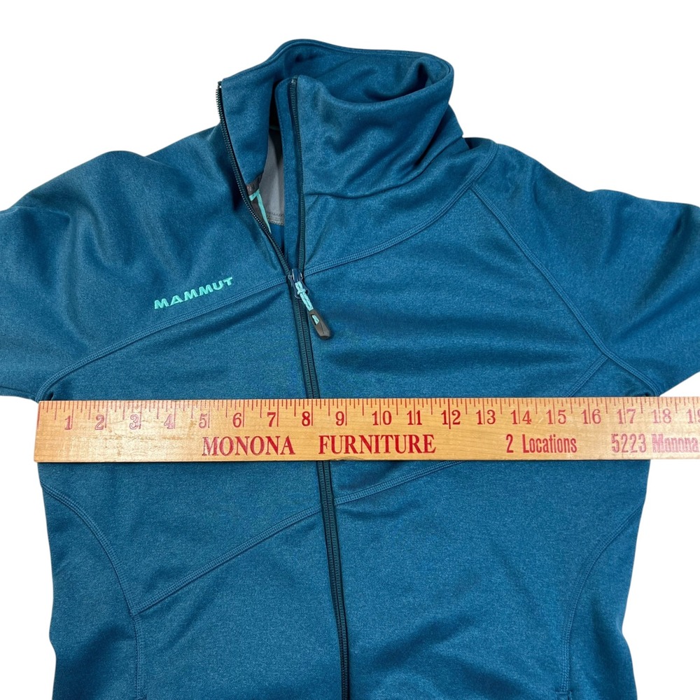 Mammut Womens Full Zip Fleece Jacket Teal Blue Thumbhole‎ Mid Layer Size Small - Picture 2 of 9